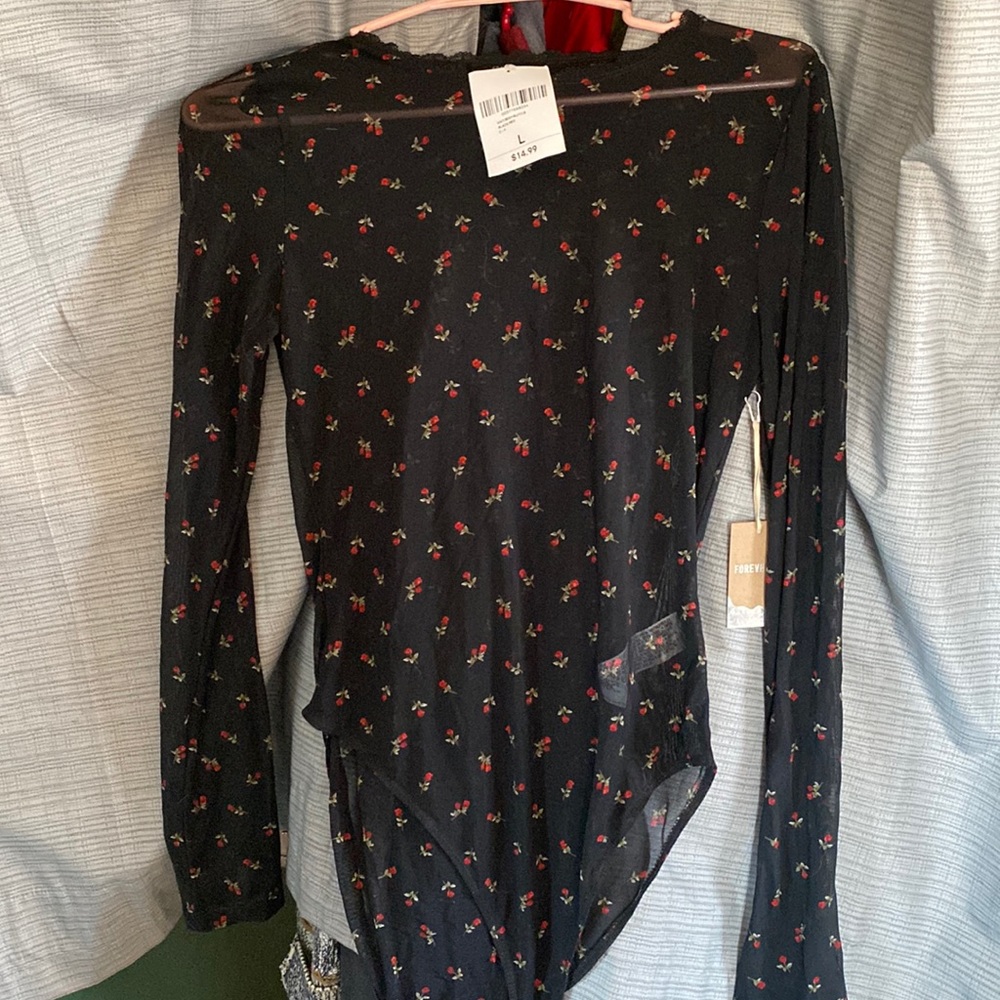 See-through long sleeve bodysuit